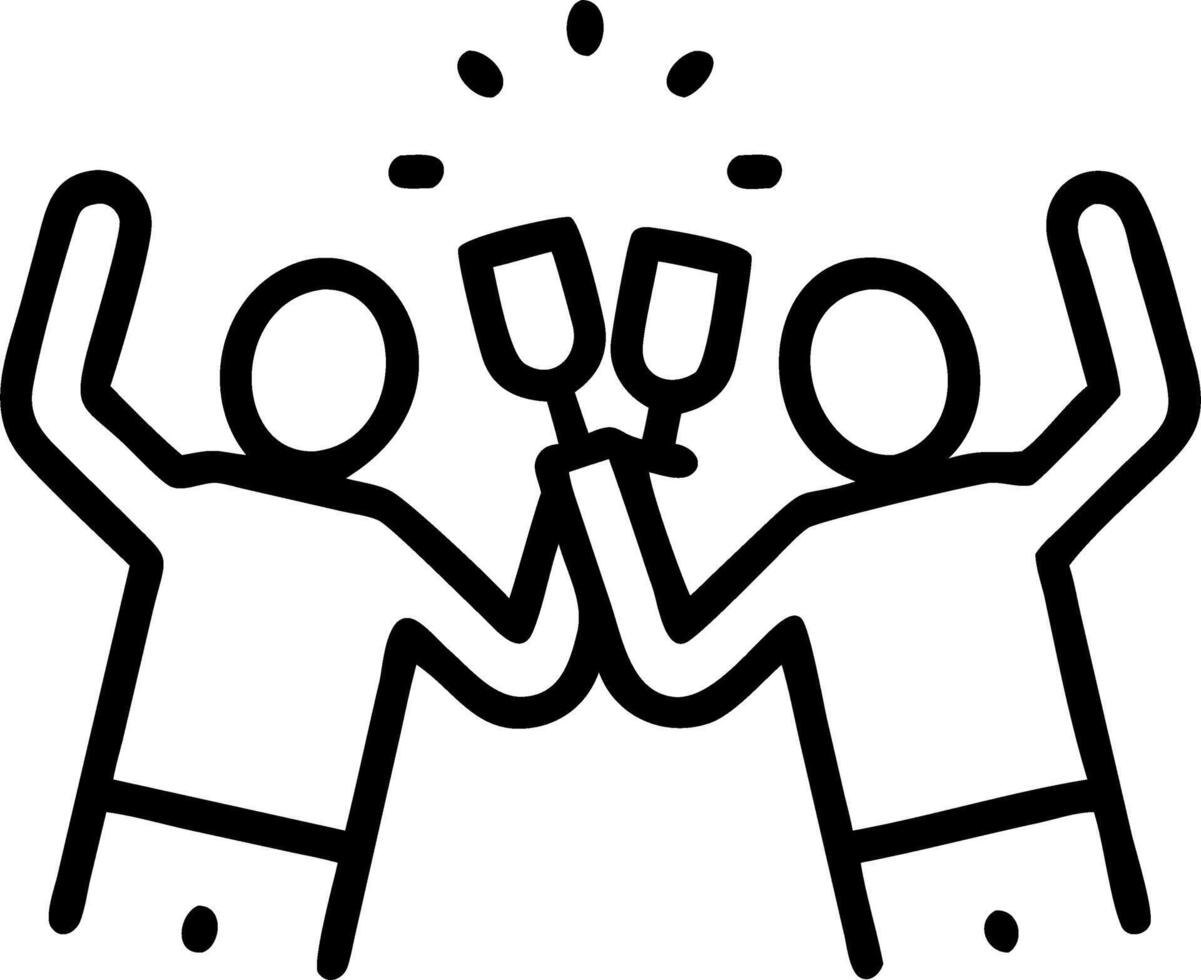 Friends celebrating promotion with champagne and confetti copy space on side vector