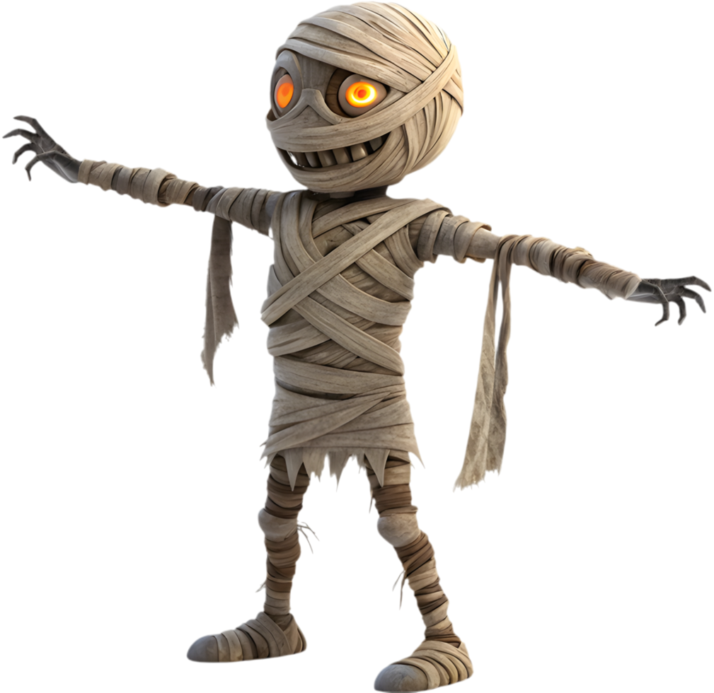 Spooky Amusing Mummy Cartoon for Halloween Graphic Design. . png
