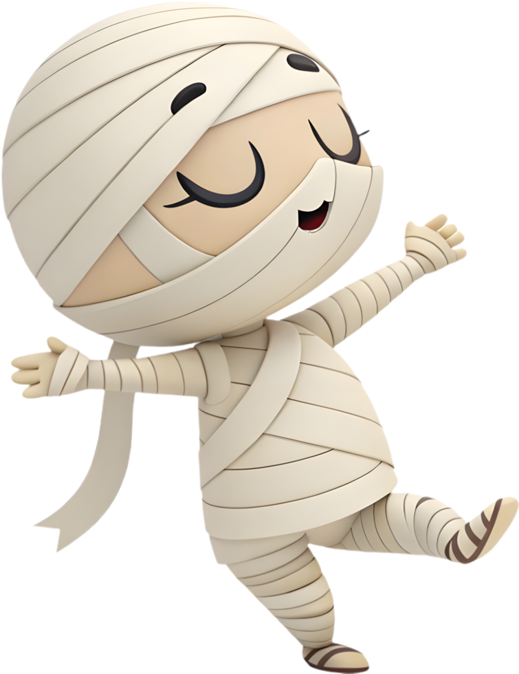 Cute Mummy Cartoon for Creative and Spooky Halloween Designs. . png