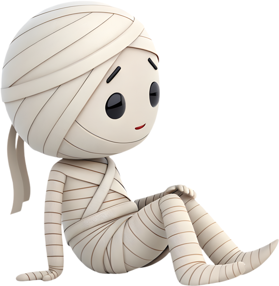 Cute Spooky Mummy Cartoon Character for Halloween Art. . png