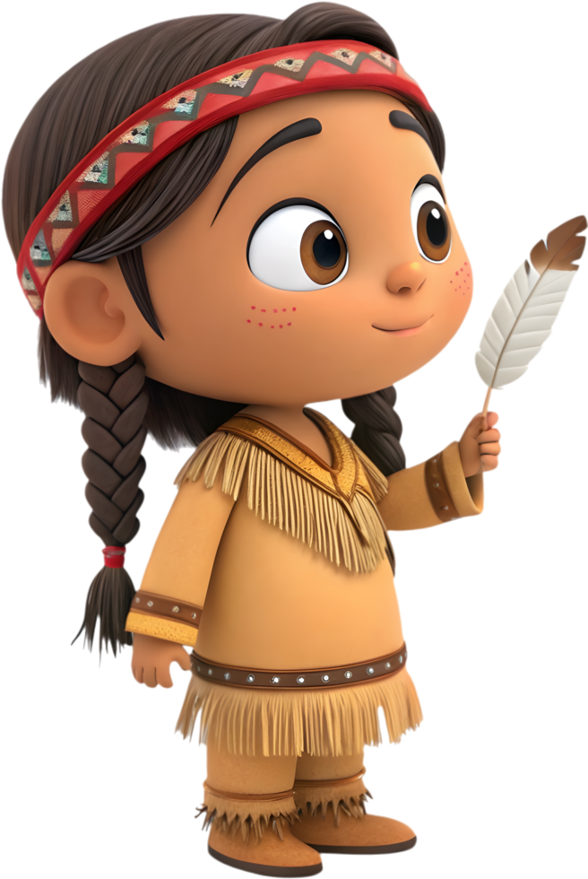 Indigenous Native American Boy Clipart in Natural, Graceful Pose. . png