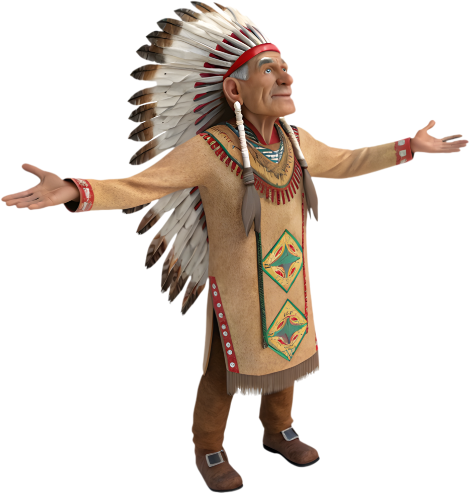 Strong Native elder figure in ceremonial posturing. . png