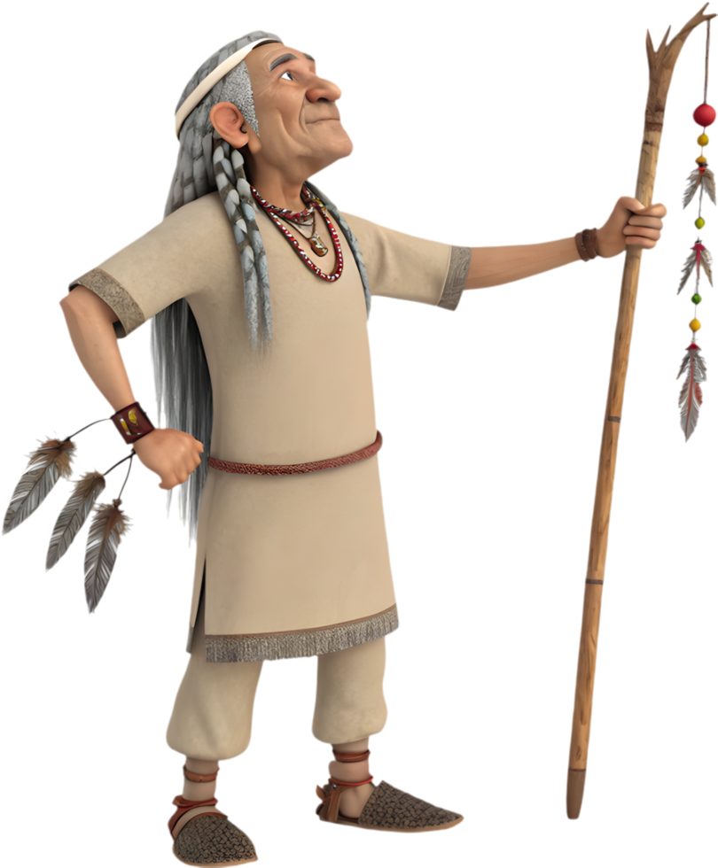 Graceful Native American elder showing ancestral pride. . png