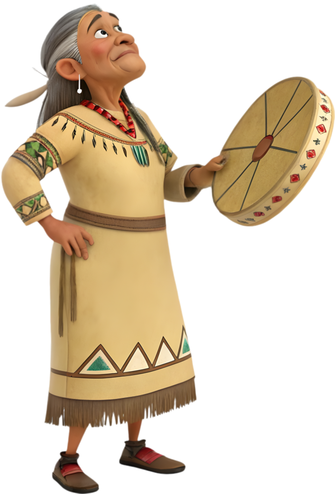 Traditional Native elder with a natural, graceful pose. . png