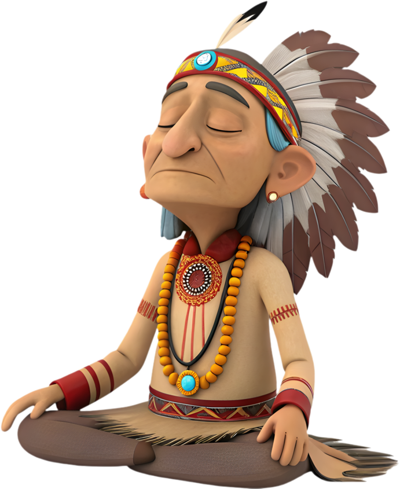 Native American elder in graceful, natural posture. . png