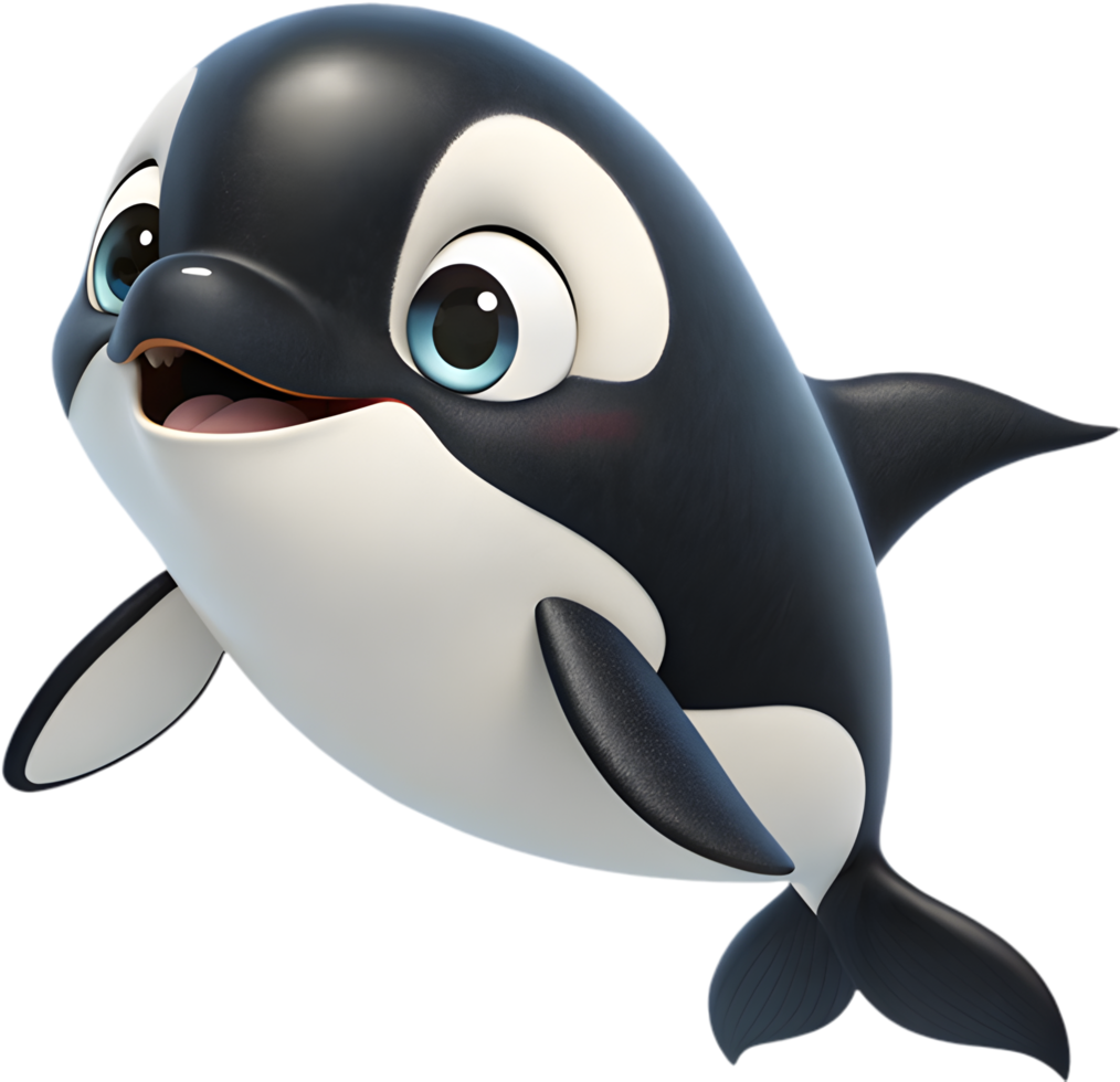 Oceanic orca depicted in captivating, elegant underwater stance. . png