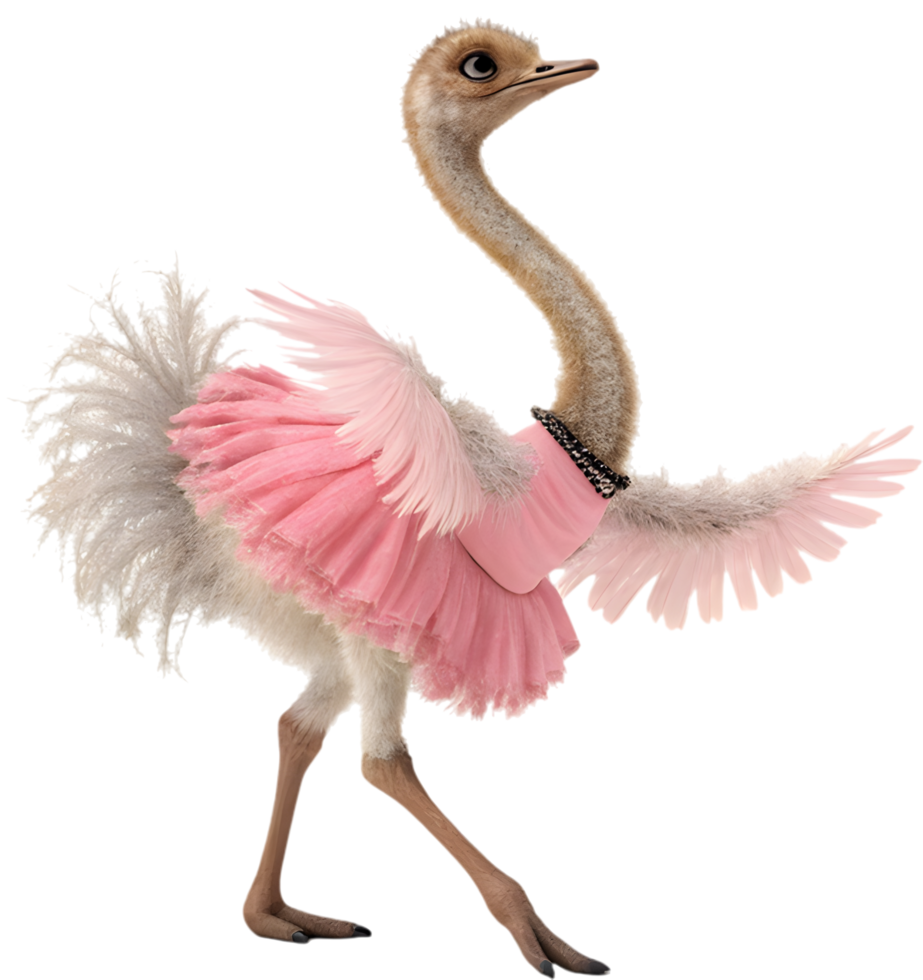 Team ostrich in action pose during sporting event. . png