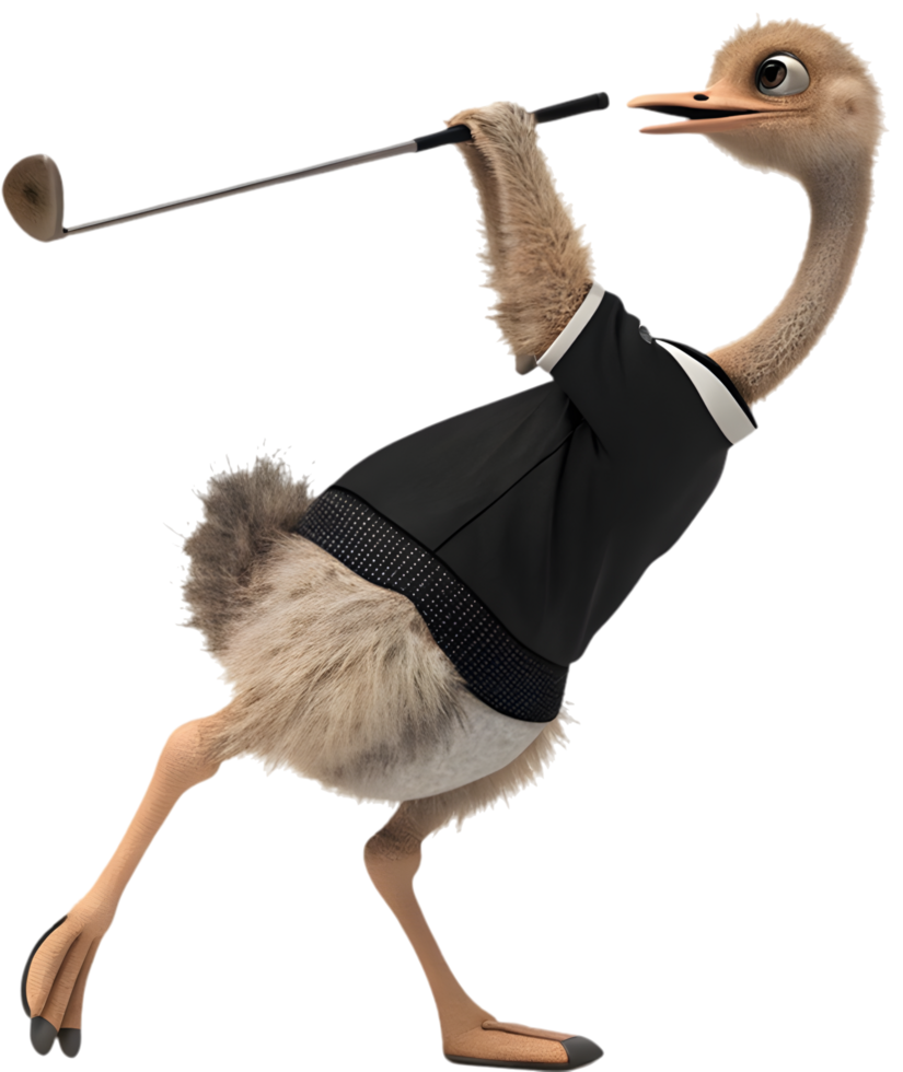 Energetic ostrich in sports uniform during team play. . png