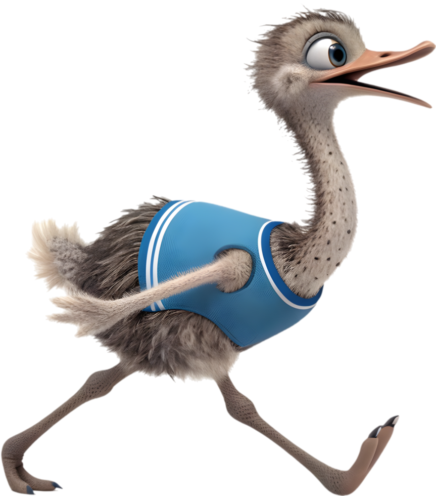 Action-oriented ostrich in uniform at sports event. . png
