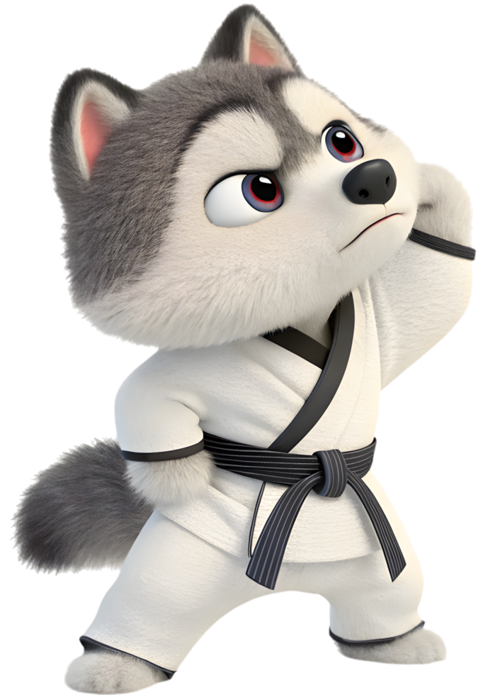 Puppy in uniform striking a graceful, dynamic motion. . png