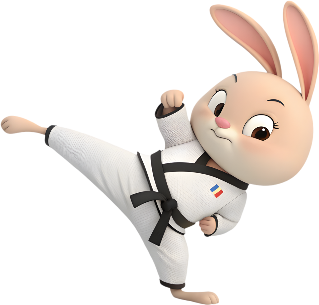 Rabbit in action gear displaying graceful athletic movement. . png