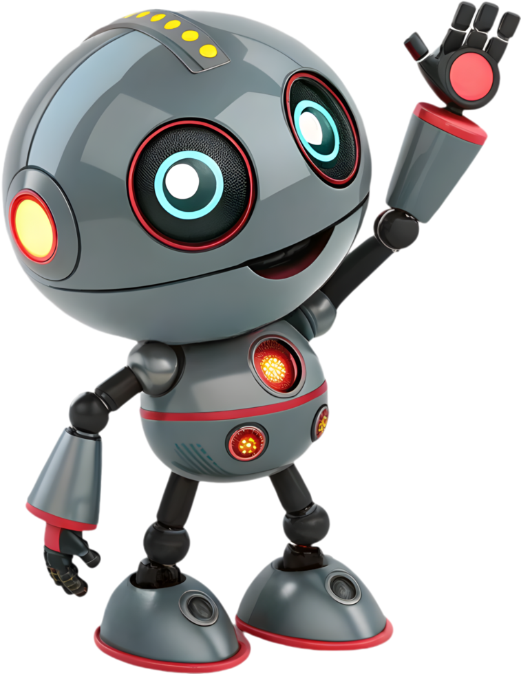 Robot with playful, futuristic design and advanced features. . png