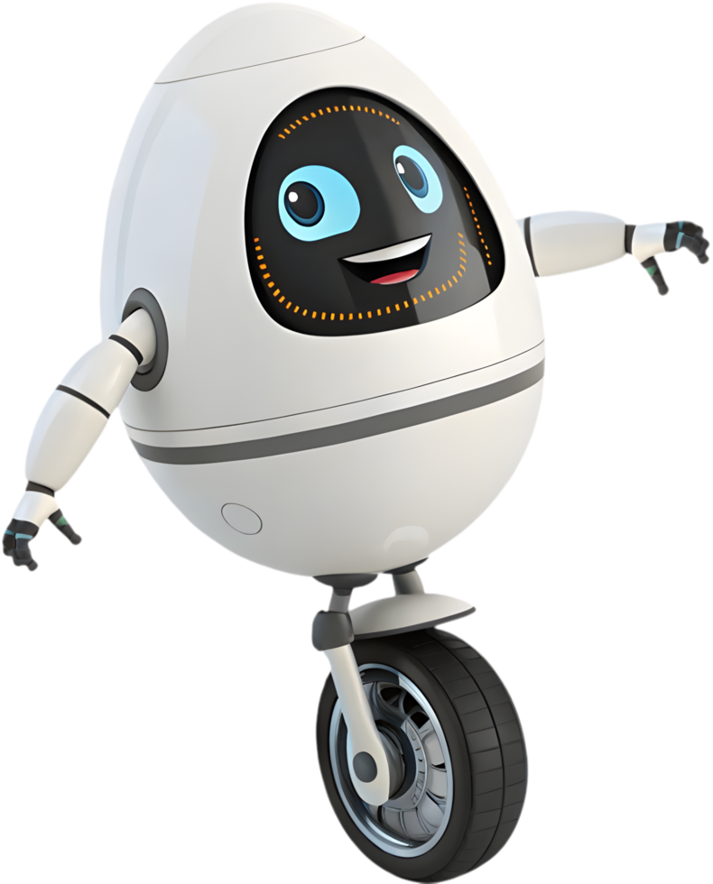 Cute robot with playful and futuristic advanced features. . png