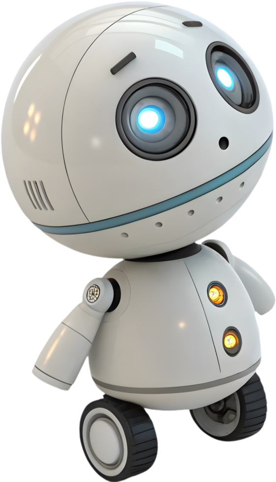 Friendly and playful futuristic robot with advanced design. . png