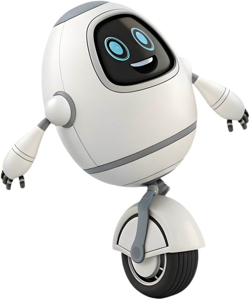 Playful robot design with advanced futuristic features and look. . png