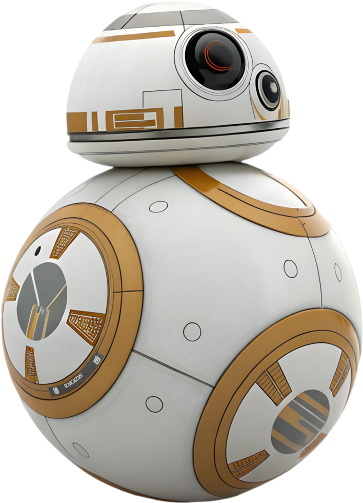 Advanced futuristic robot with adorable, playful design elements. . png