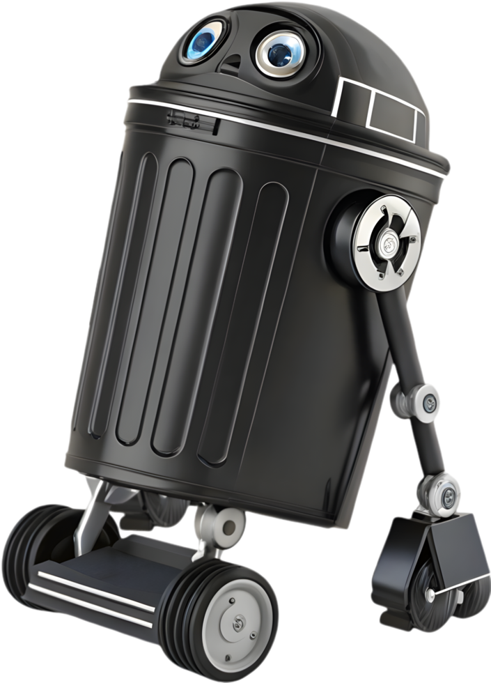 Futuristic robot with adorable features and playful design. . png