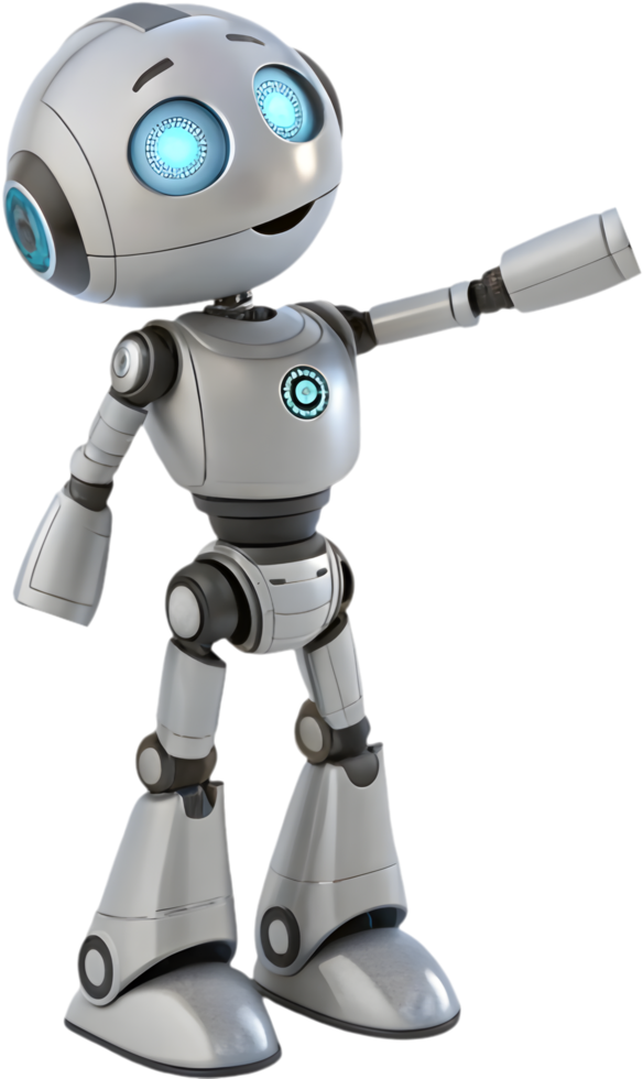 Playful futuristic robot character with adorable advanced features. . png