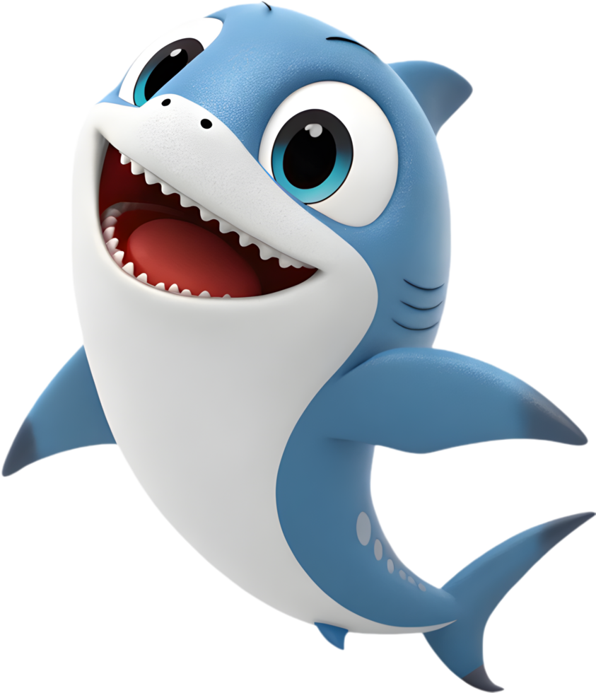 Detailed cartoon shark with vibrant and playful design. . png