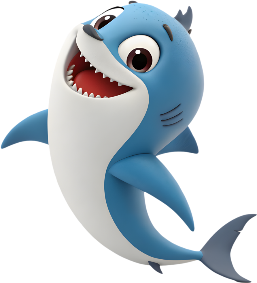 Cute shark with detailed design and playful features. . png