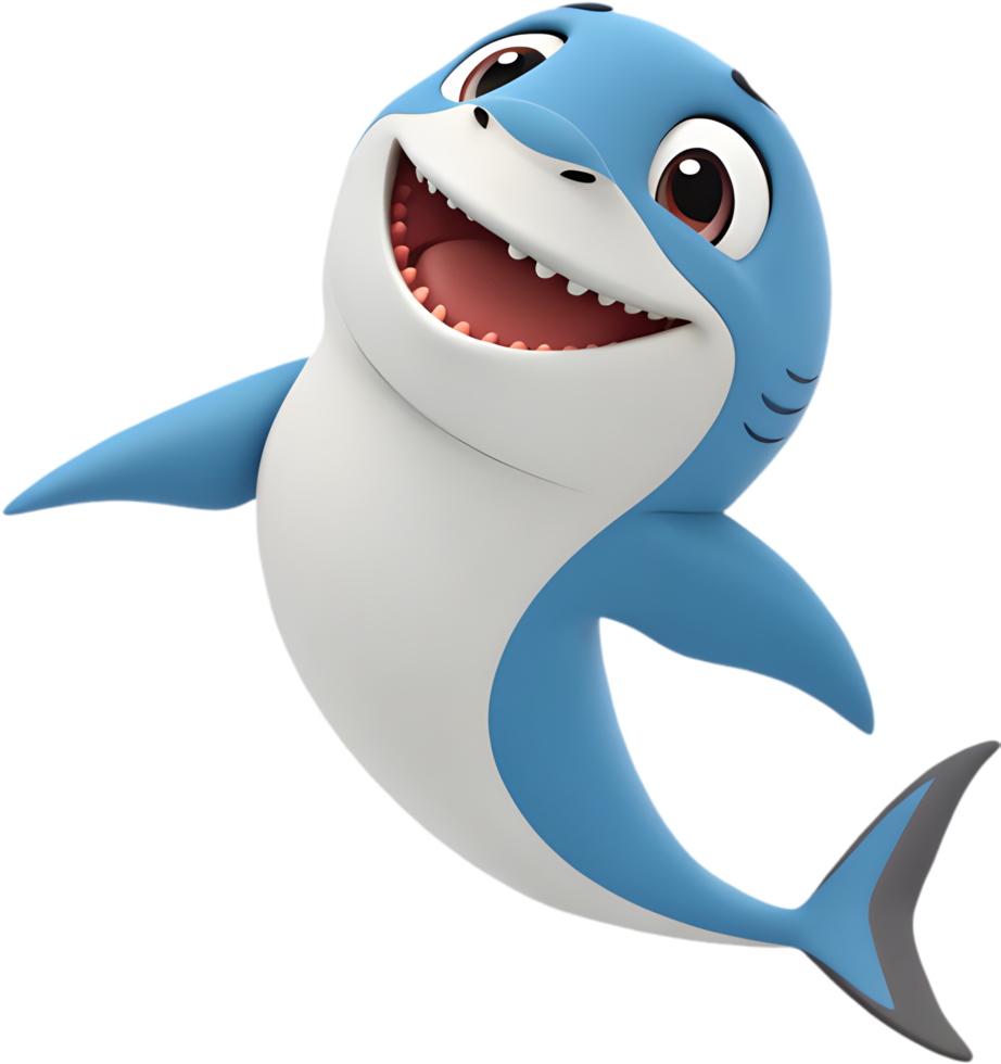 Fun cartoon shark character with vibrant and detailed design. . png