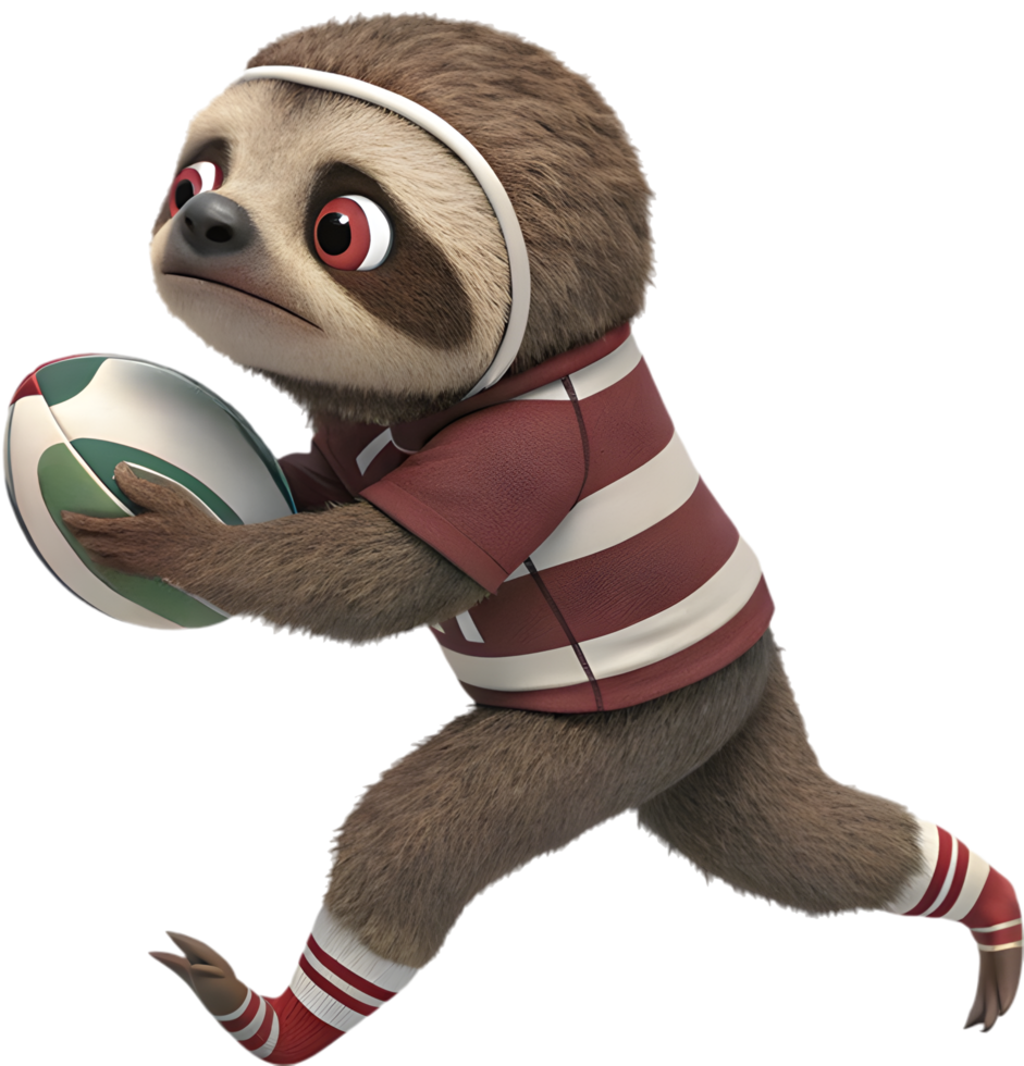 Sloth athlete in sports uniform with graceful pose and action. . png