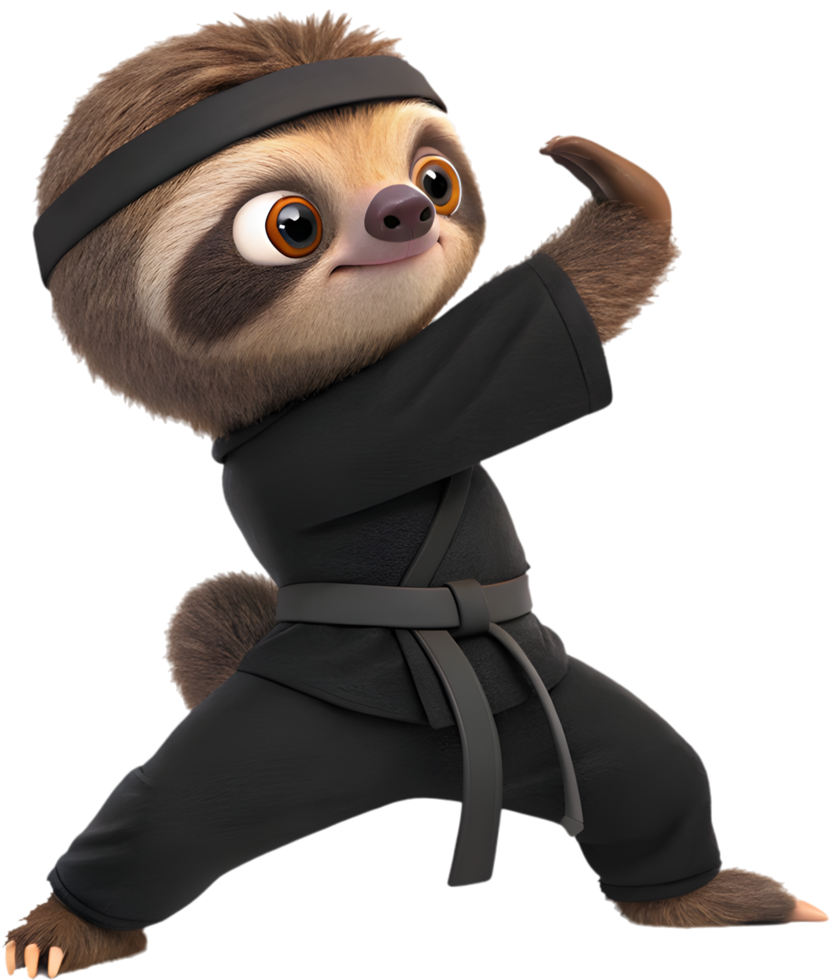 Sloth athlete with sports uniform in action game pose. . png