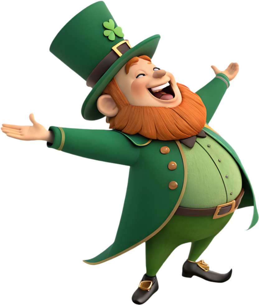 Festive Irish leprechaun enjoying St. Patricks with vibrant magic. . png