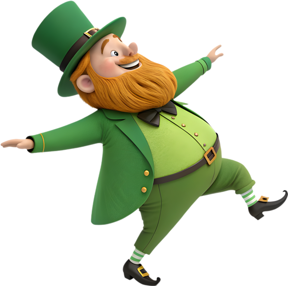 Magical Irish leprechaun depicted in charming festive holiday pose. . png
