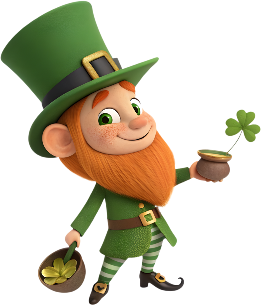 Irish folklore leprechaun depicted with magical and cheerful vibes. . png