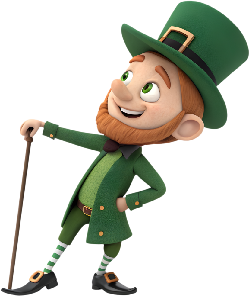 St. Patricks Day leprechaun carrying gold pot with magic. . png
