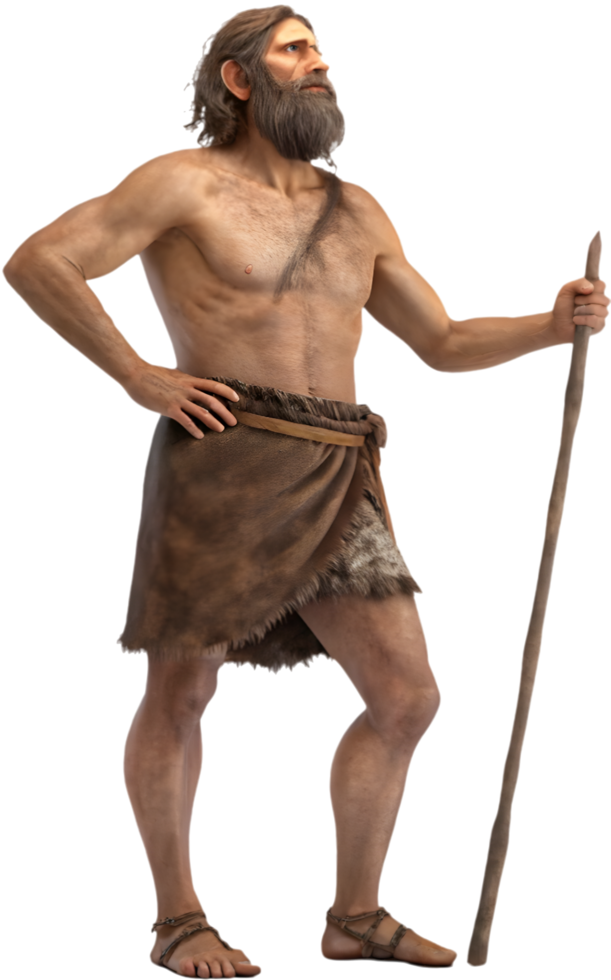 Rugged Stone Age hero embodying strength and toughness naturally. . png