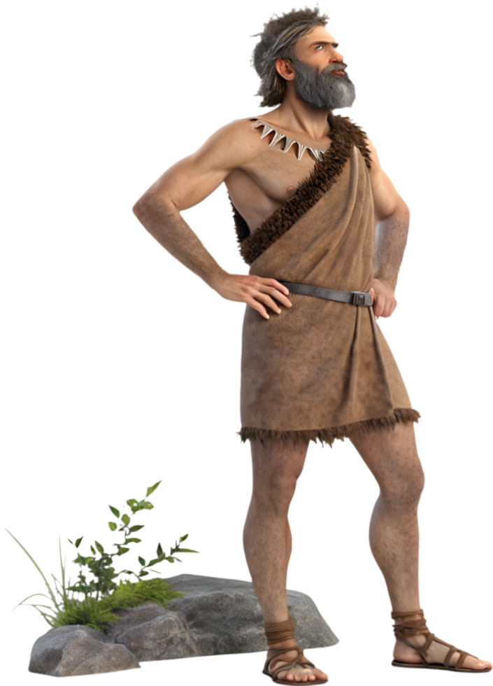 Resilient caveman with ancient, rugged charm and powerful presence. . png