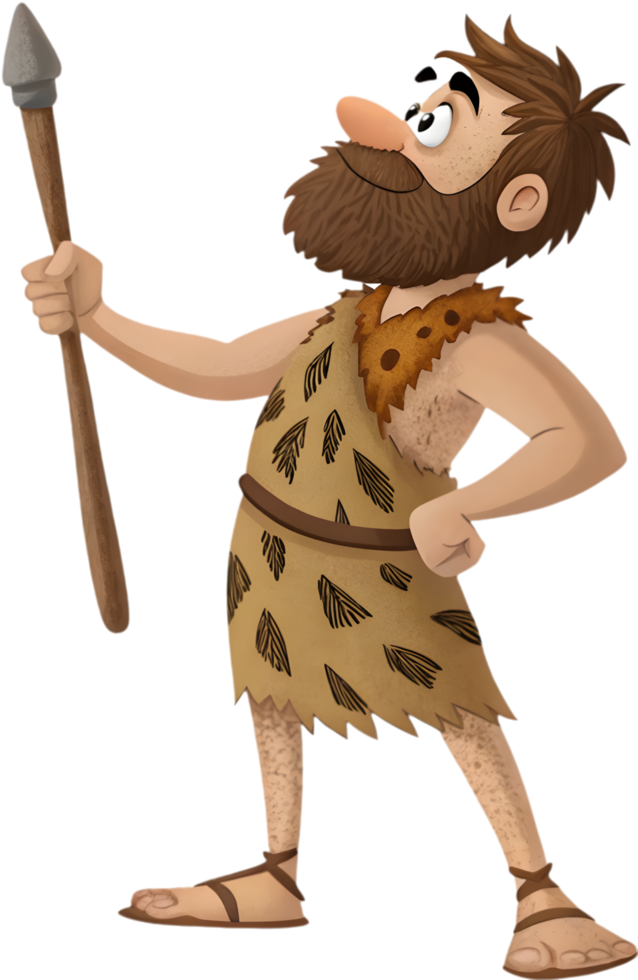 Strong prehistoric warrior showcasing resilience and masculine ancient power. . png