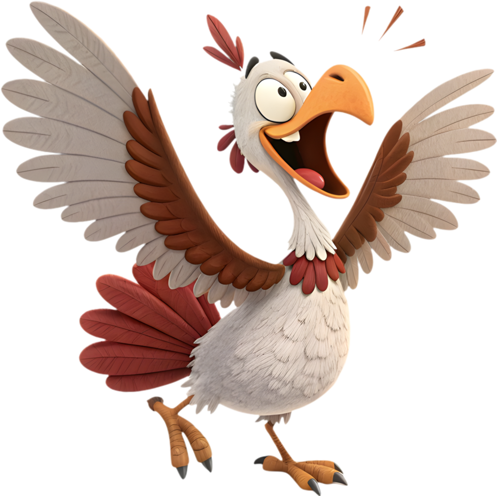 Delightful cartoon turkey with festive cheerful Thanksgiving theme. . png