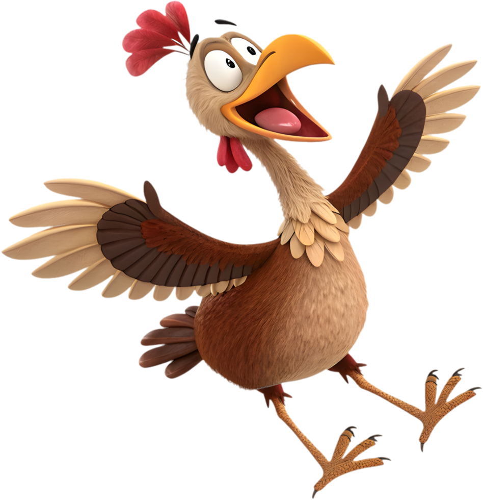 Thanksgiving cartoon turkey with bright and vibrant feathers. . png