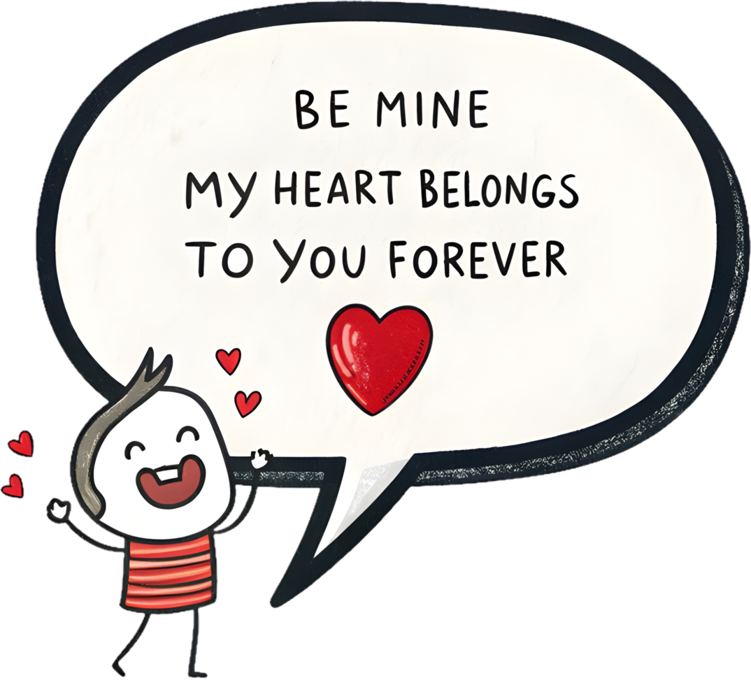 Heart-themed Valentines Day phrase clipart for unique designs. . png