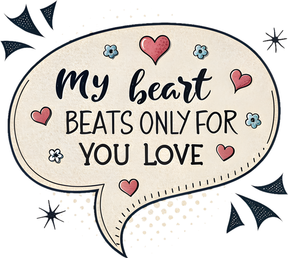 Valentines Day clipart showcasing heartwarming love design phrases. . png