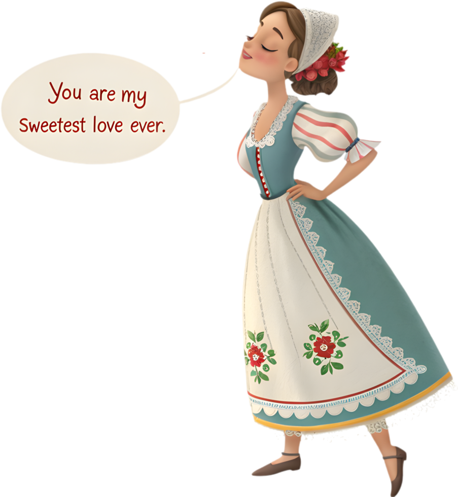 Romantic and beautiful Valentines clipart featuring stunning girl. . png