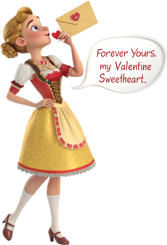 Romantic Valentines Day clipart featuring stunning beautiful girl. . png