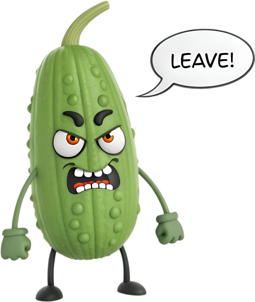Cartoon Bitter Melon Drawing with Angry Unique Features. . png