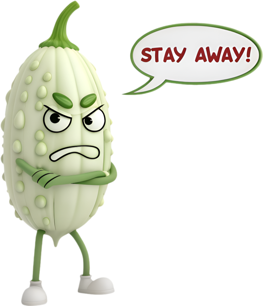 Creative Bitter Melon Cartoon Drawing for Unique Artwork. . png
