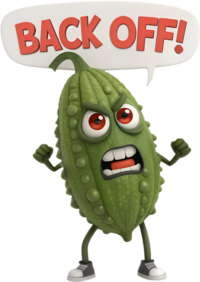 Unique Bitter Melon Cartoon Art for Creative Concepts. . png