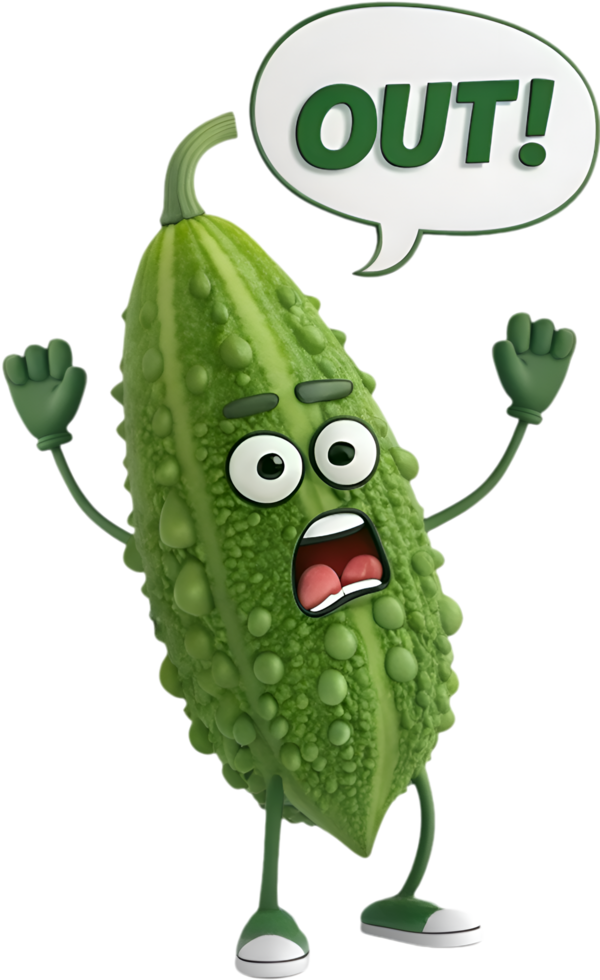 Cartoon Bitter Melon with Unique Angry Expression Design. . png
