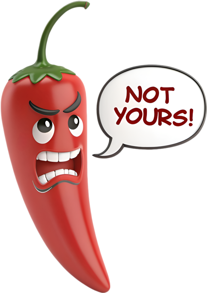Angry Chili Cartoon with Hot Pepper Facial Design. . png