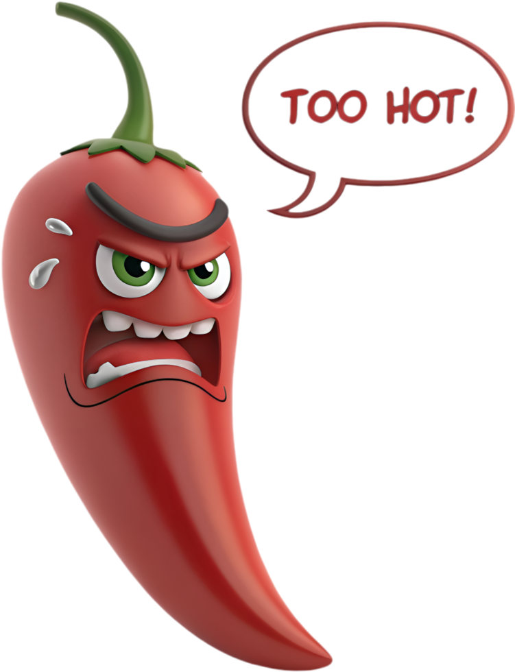 Angry Chili Character with Funny Expression Clipart. . png