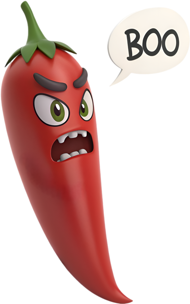 Cartoon Angry Red Chili Pepper Clipart for Designers. . png