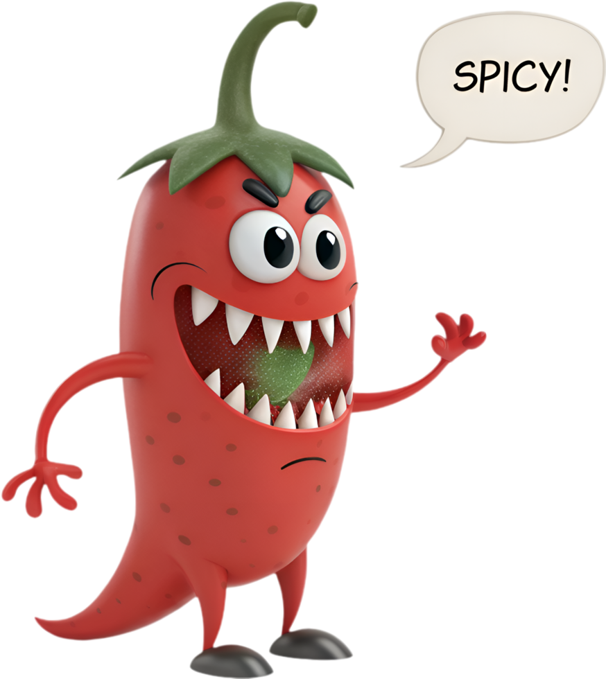 Hot Pepper Cartoon with Angry Spicy Expression Clipart. . png