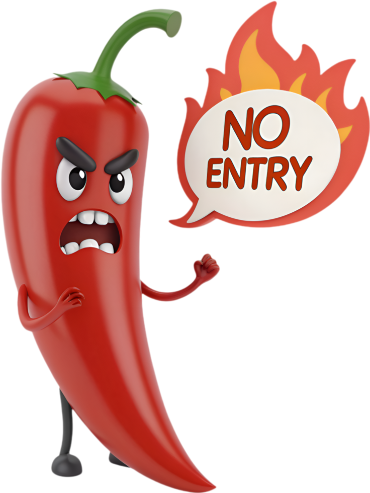 Creative Cartoon Chili Pepper with Angry Expression. . png