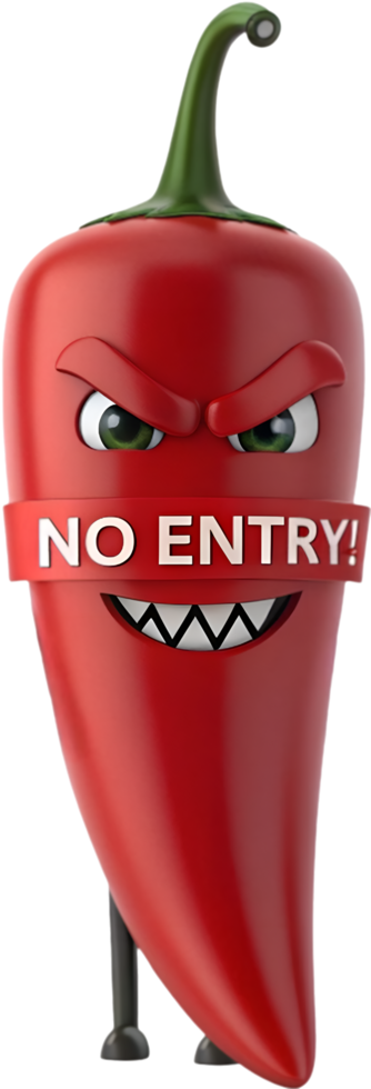 Spicy Chili Character with an Angry Expression Clipart. . png